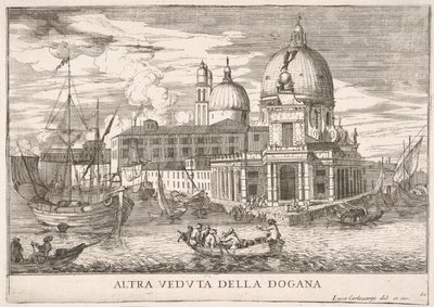 Tavola 61: Veduta della dogana Dogana da Mar alla confluenza del Canal Grande a..., 1703 da Luca Carlevarijs