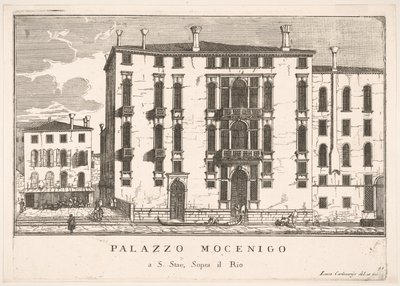 Tavola 91: Veduta del Palazzo Mocenigo in Campo San Stae, Venezia, 1703, da Gli edifici..., 1703 da Luca Carlevarijs