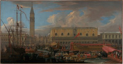 Il Bucintoro che parte dal Bacino di San Marco da Luca Carlevarijs