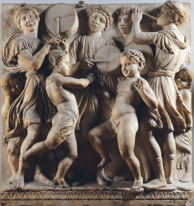 Bambini e cherubini che ballano, cantano e giocano, dettaglio di Cantoria (galleria del coro) da Luca Della Robbia