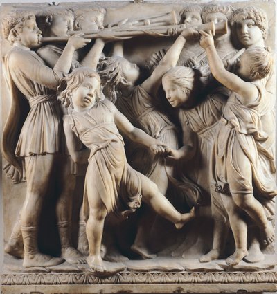Bambini e cherubini che danzano, cantano e giocano (dettaglio) da Luca Della Robbia