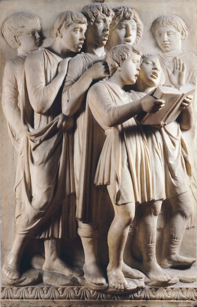 Bambini e cherubini che cantano (dettaglio) da Luca Della Robbia