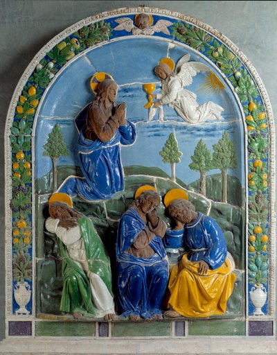 Cristo sul Monte degli Ulivi, ceramica dipinta e verniciata da Luca della Robbia (1400-1482) XV secolo. Parigi, Museo del Louvre da Luca Della Robbia
