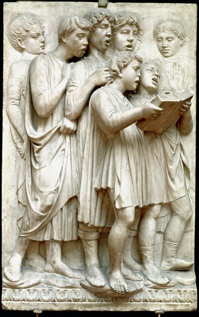 La cantoria o bambini che cantano in coro - Rilievo in marmo (Altezza 348 cm), di Luca della Robbia (c.1400-1482) da Luca Della Robbia