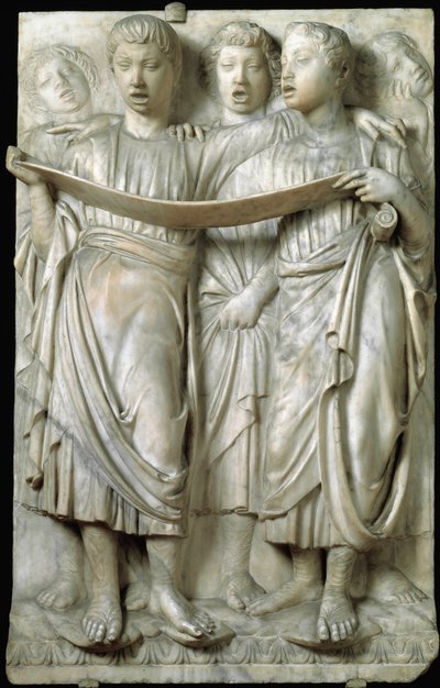 La cantoria o bambini che cantano in coro - Rilievo in marmo, di Luca della Robbia (c.1400-1482), Quattrocento da Luca Della Robbia