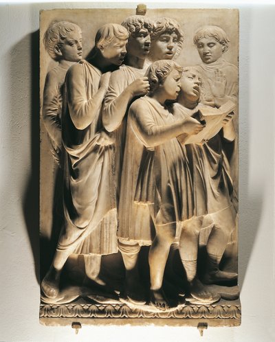 Laudate Eum in choro (Salmo 150, Laudate Dominum), pannello con bambini che cantano da Luca Della Robbia