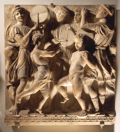 Laudate Eum in timpano (Salmo 150, Laudate Dominum), pannello con tamburini da Luca Della Robbia