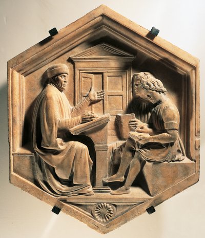 Il dotto Prisciano che insegna a due studenti da Luca Della Robbia