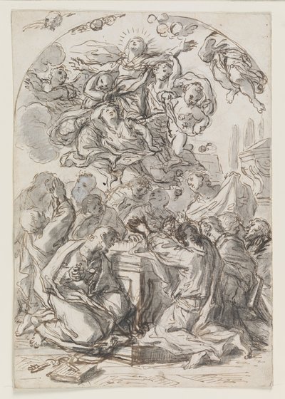 Assunzione della Vergine; verso: Testa di donna con bambino da Luca Giordano