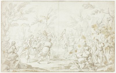 Mosè che colpisce la roccia da Luca Giordano