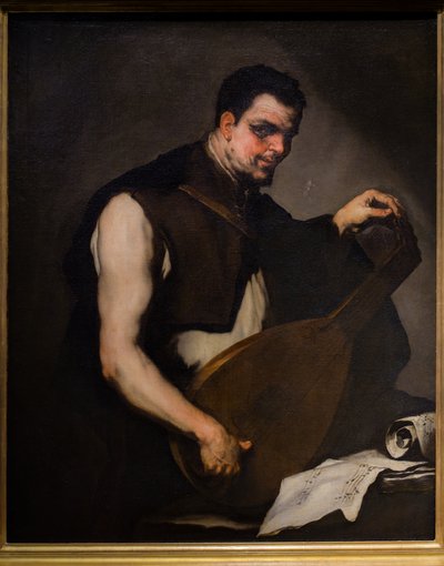 Musicista che accorda il suo liuto da Luca Giordano