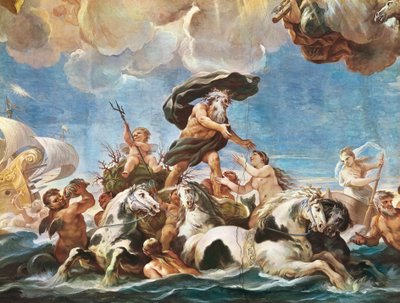 Nettuno, (dettaglio) affresco da Luca Giordano