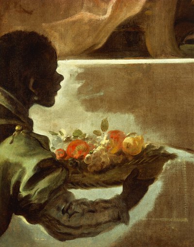 Servitore che presenta un cesto di frutta (dettaglio) da Luca Giordano