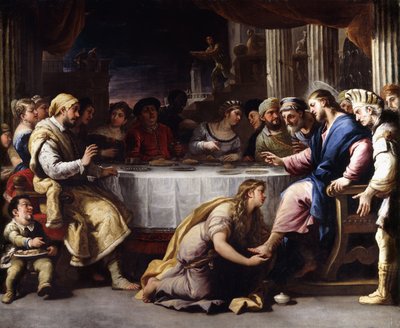 La Maddalena che Lava i Piedi di Cristo nella Casa di Simone da Luca Giordano