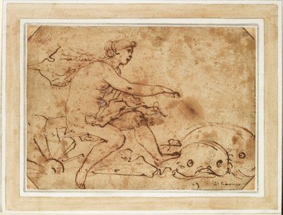 Il Trionfo di Galatea, XVII secolo (inchiostro e gesso rosso su carta) da Luca Giordano