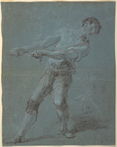 Giovane che tira una corda da Luca Giordano