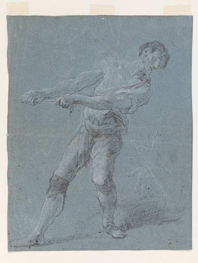 Giovane uomo che tira una corda da Luca Giordano