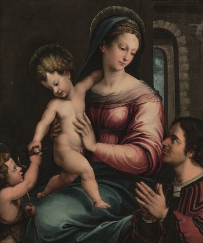 La Madonna col Bambino e il piccolo San Giovanni Battista e un donatore da Luca Penni