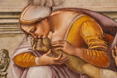 Compianto sul Cristo morto tra i due santi di Orvieto (S. Parenzo a destra e S. Faustino a sinistra) (dettaglio) da Luca Signorelli