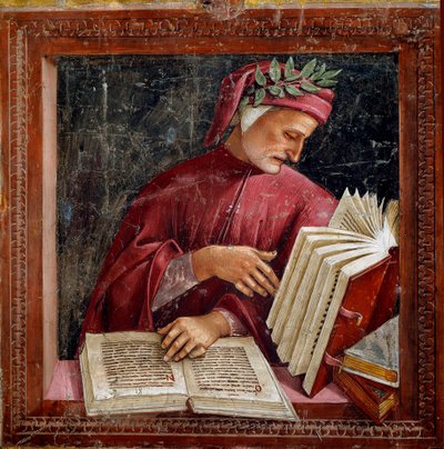 Rappresentazione del poeta italiano Dante Alighieri da Luca Signorelli