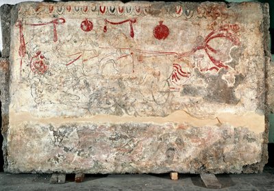 Un quadriga affresco lucano del IV secolo a.C., dalla necropoli di Paestum, Italia. Museo nazionale archeologico, Paestum da Lucanian School
