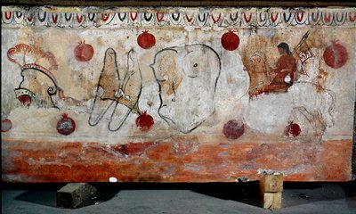 Un cavaliere e i diversi elementi della sua armatura da Lucanian School
