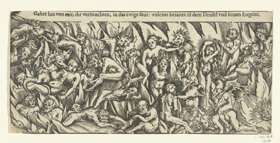 Inferno con demoni e dannati nel fuoco eterno da Lucas Cranach