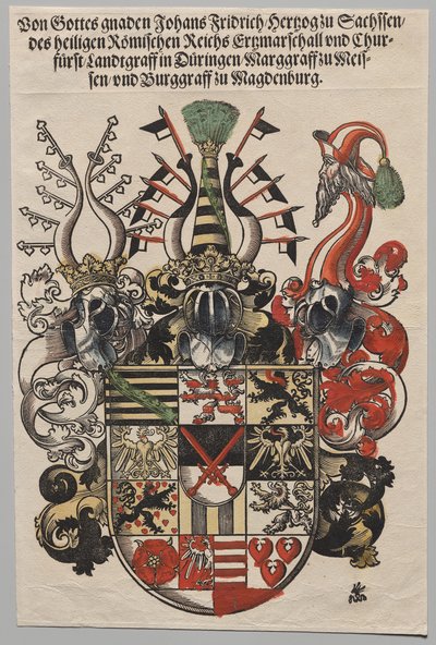 Stemma di Giovanni Federico, Elettore di Sassonia, detto il Magnanimo da Lucas Cranach