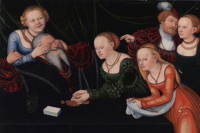 Vecchio sedotto da cortigiane da Lucas Cranach the Elder