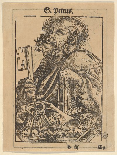Busto di San Pietro, dalla Grande Serie di Reliquiari di Wittenberg, verso: Martin Lutero..., 1509 da Lucas Cranach the Elder