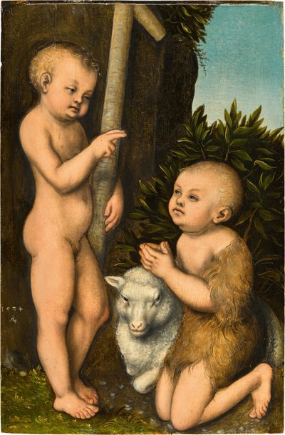 Tedesco: Der Christusknabe und der ihn adoring Johannesknabe / Cristo e Giovanni Battista da ragazzi Il giovane Cristo adorato da San Giovanni Battista da Lucas Cranach the Elder