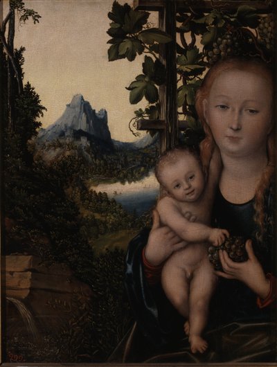 Tedesco: Die Madonna vor der Weinlaube La Vergine in un albero d