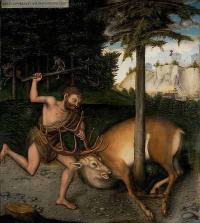 Ercole e la cerva di Cerinia. Dalla serie delle fatiche di Ercole da Lucas Cranach the Elder