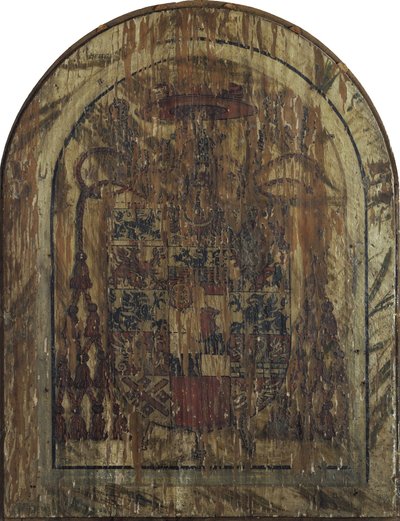 Pala Pfirtscher: Cristo come Uomo dei dolori, seduto su un sarcofago tra la Vergine e San Giovanni [pannello centrale]. da Lucas Cranach the Elder