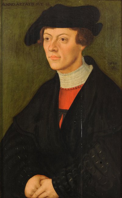 Ritratto di un giovane di 19 anni in abiti neri da Lucas Cranach the Elder