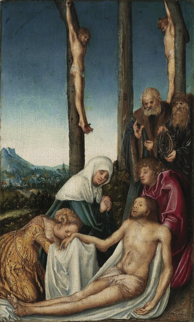 Il Compianto con i due ladroni crocifissi da Lucas Cranach the Elder