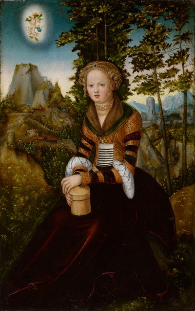 La Maddalena seduta davanti a un albero da Lucas Cranach the Elder