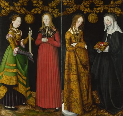 Le sante Genevieve e Apollonia e le sante Cristina e Ottilia da Lucas Cranach the Elder
