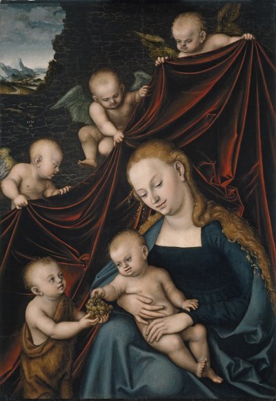 La Vergine e il Bambino con San Giovanni e angeli da Lucas Cranach the Elder