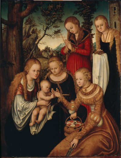 La Vergine e il Bambino con le sante Caterina, Dorotea, Margherita e Barbara, cosiddetto Matrimonio di Santa da Lucas Cranach the Elder