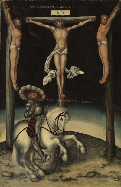 Il centurione Longino tra le croci di Cristo e dei due ladroni da Lucas Cranach the Elder