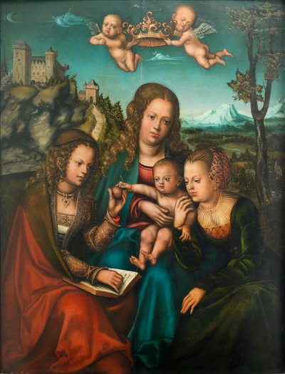 Tedesco: Madonna tra due sante donne Legge e Grazia da Lucas Cranach the Elder and workshop