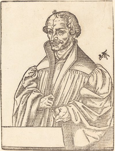 Filippo Melantone, mezzo busto a sinistra, dietro un parapetto da Lucas Cranach the Younger