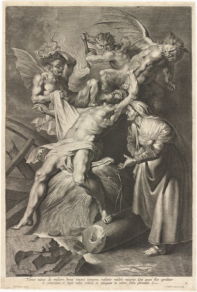 Giobbe tormentato dai demoni e maltrattato dalla moglie da Lucas Emil Vorsterman after Sir Peter Paul Rubens