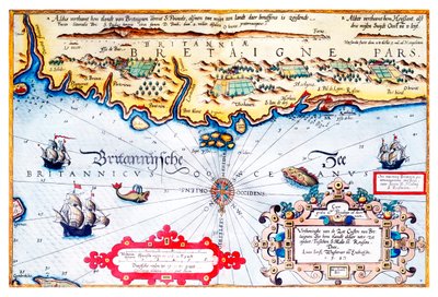 Carta nautica della costa della Bretagna da Lucas Janszoon Waghenaer