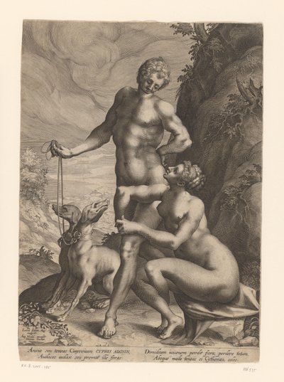 Venere e Adone con due cani da Lucas Kilian