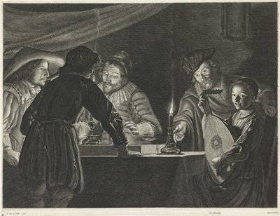 Giocatori di tric-trac alla luce delle candele da Lucas Vorsterman (I)