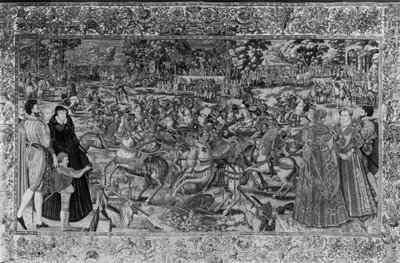 Il torneo, Officina di Bruxelles, c.1582-85 (arazzo) da Lucas de Heere