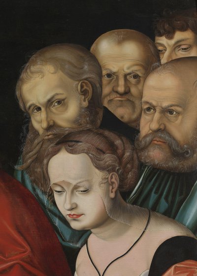 Cristo e la donna sorpresa in adulterio (dettaglio), c.1700 da Lucas the Elder (after) Cranach