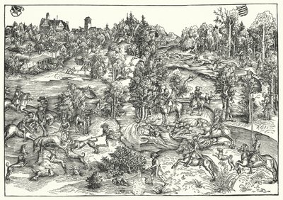 La caccia al cervo (incisione) da Lucas the Elder (after) Cranach